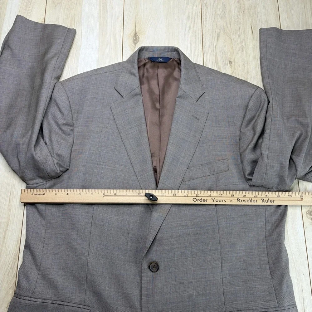Brooks Brothers 346 Madison Fit Windowpane Glen Plaid Wool Suit Mens 45R 34x29